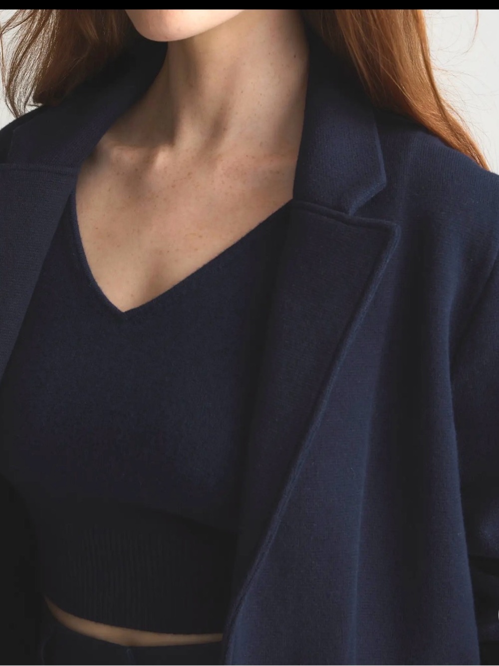 Quince Navy Open-Front Knit Blazer - Picture 3 of 11
